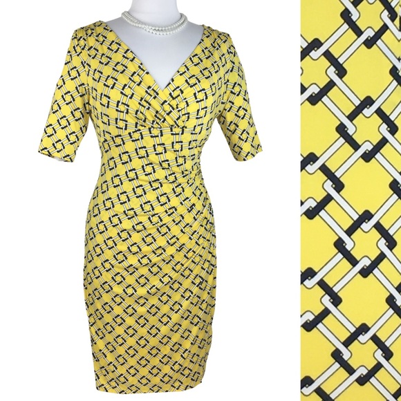 Ralph Lauren Dresses & Skirts - Ralph Lauren Yellow Wrap V-neck Sheath Dress size 8